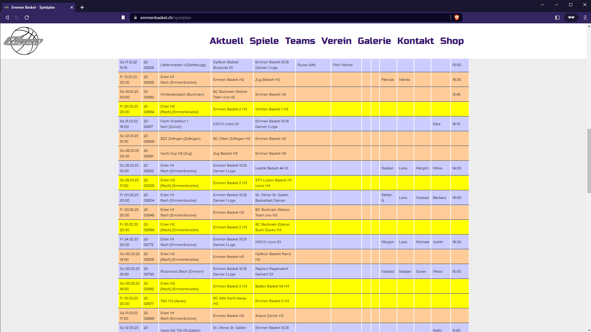 Emmen Basket gameplan display