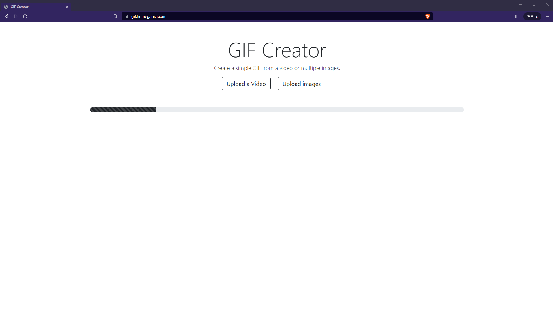Gifcreator Application Frontpage