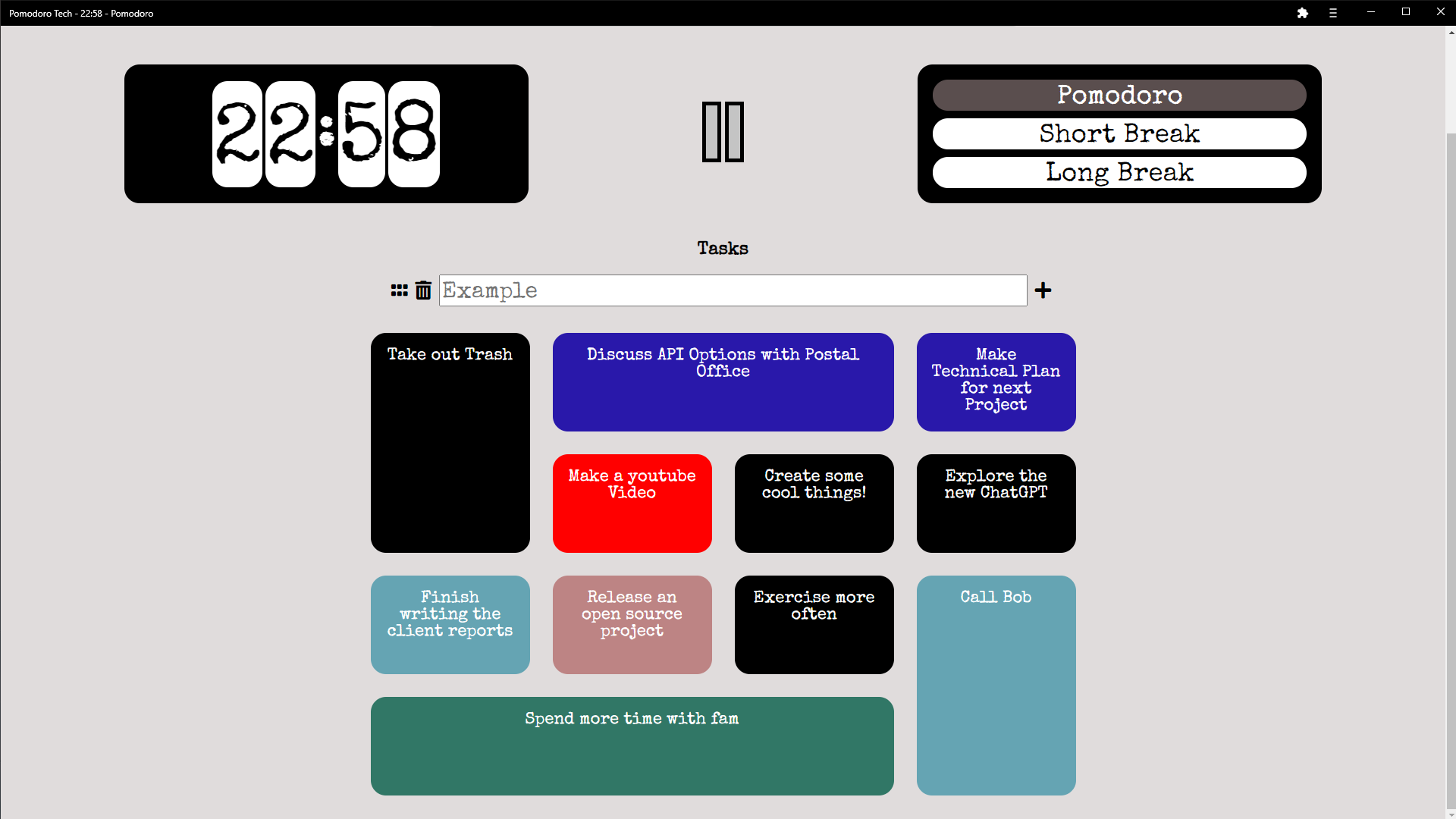 Pomodoro Application Frontpage