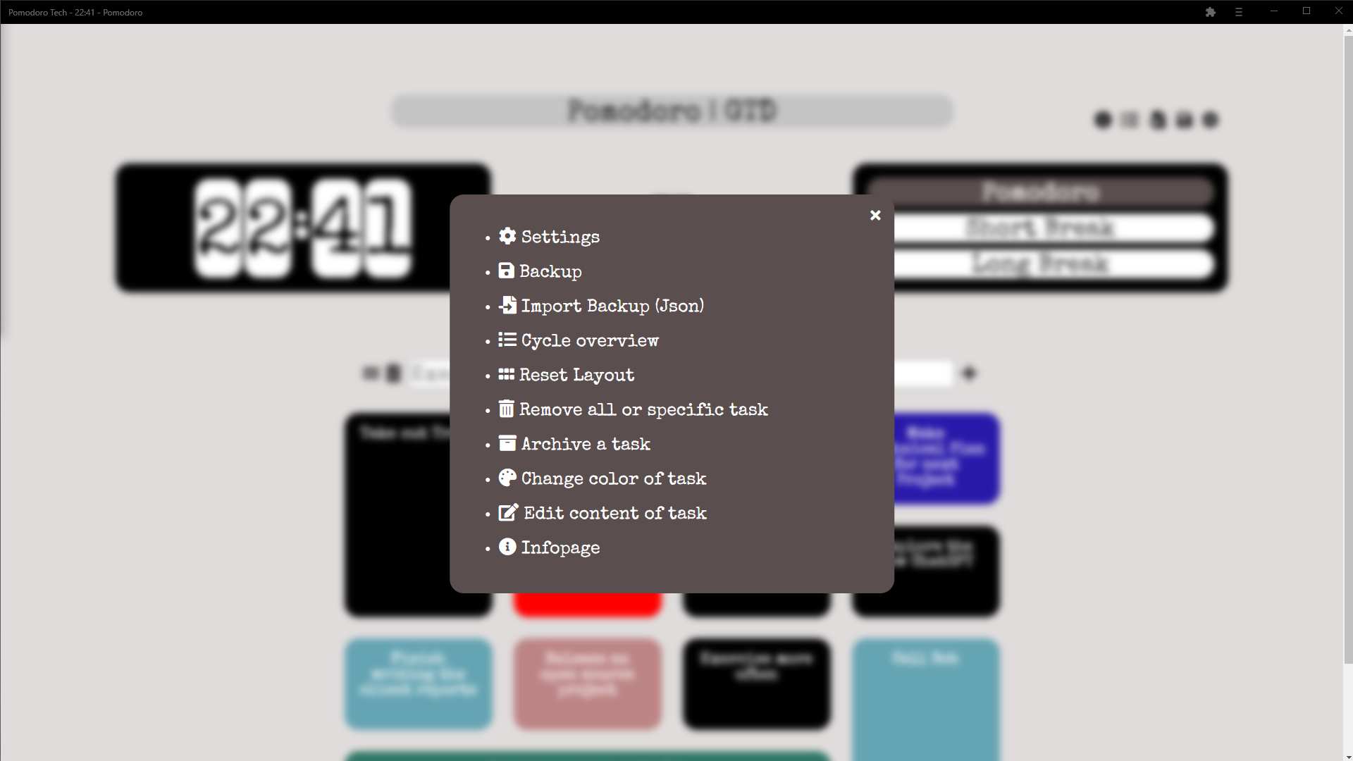 Pomodoro Application Information