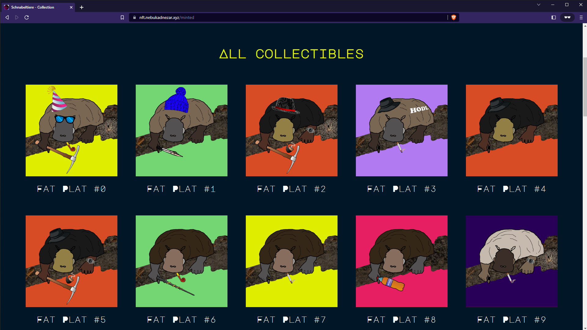 Schnabeltiere collectibles overview