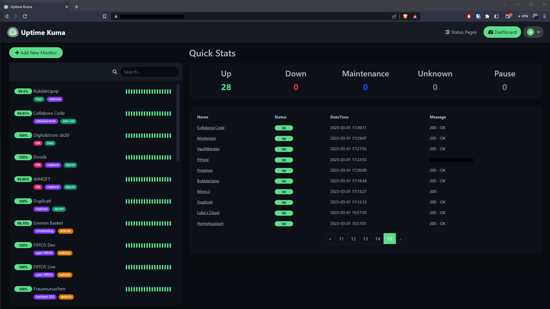 Uptime Kuma Dashboard